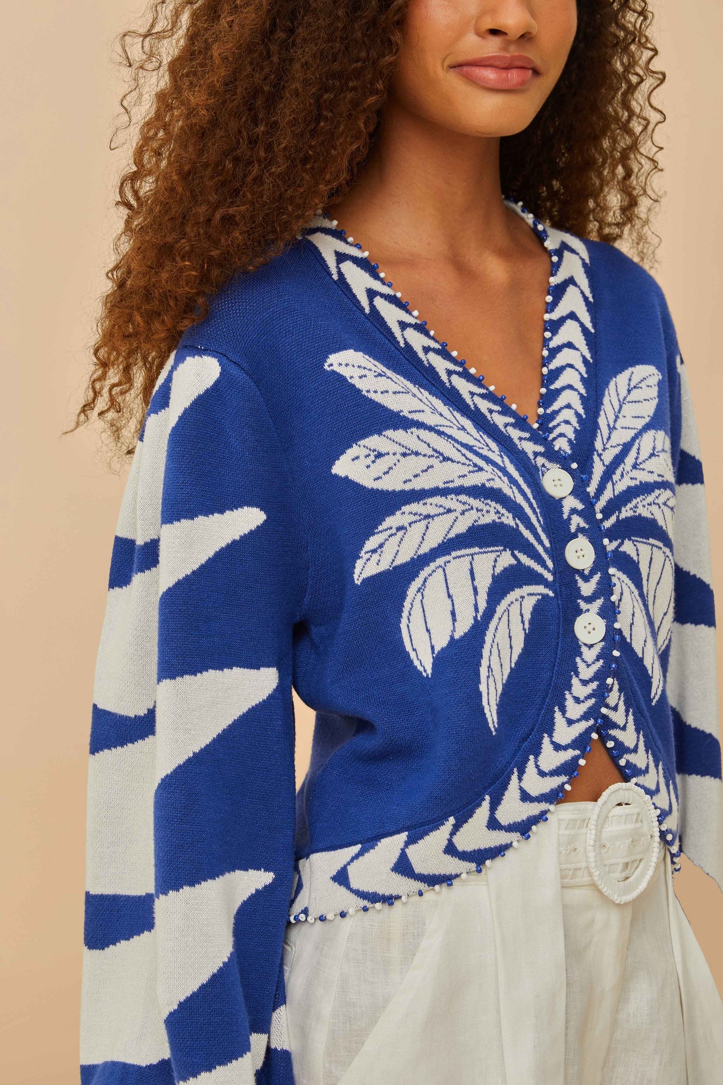 Blue Palms Graphic Knit Cardigan | FARM Rio Women