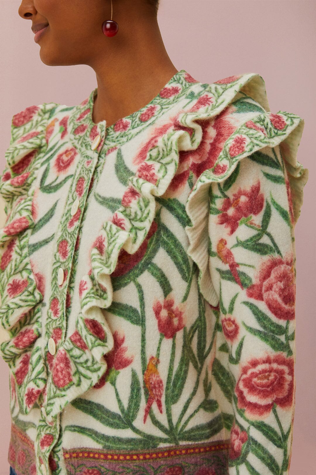 Cream Ainika Delicate Knit Cardigan | FARM Rio Women