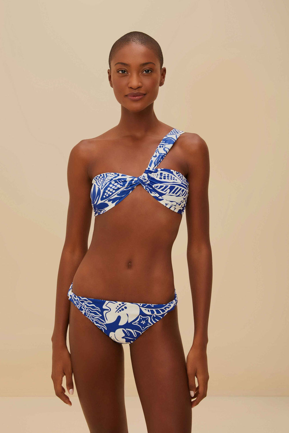 Off-White River Nature One-Shoulder Bikini Top | FARM Rio Women