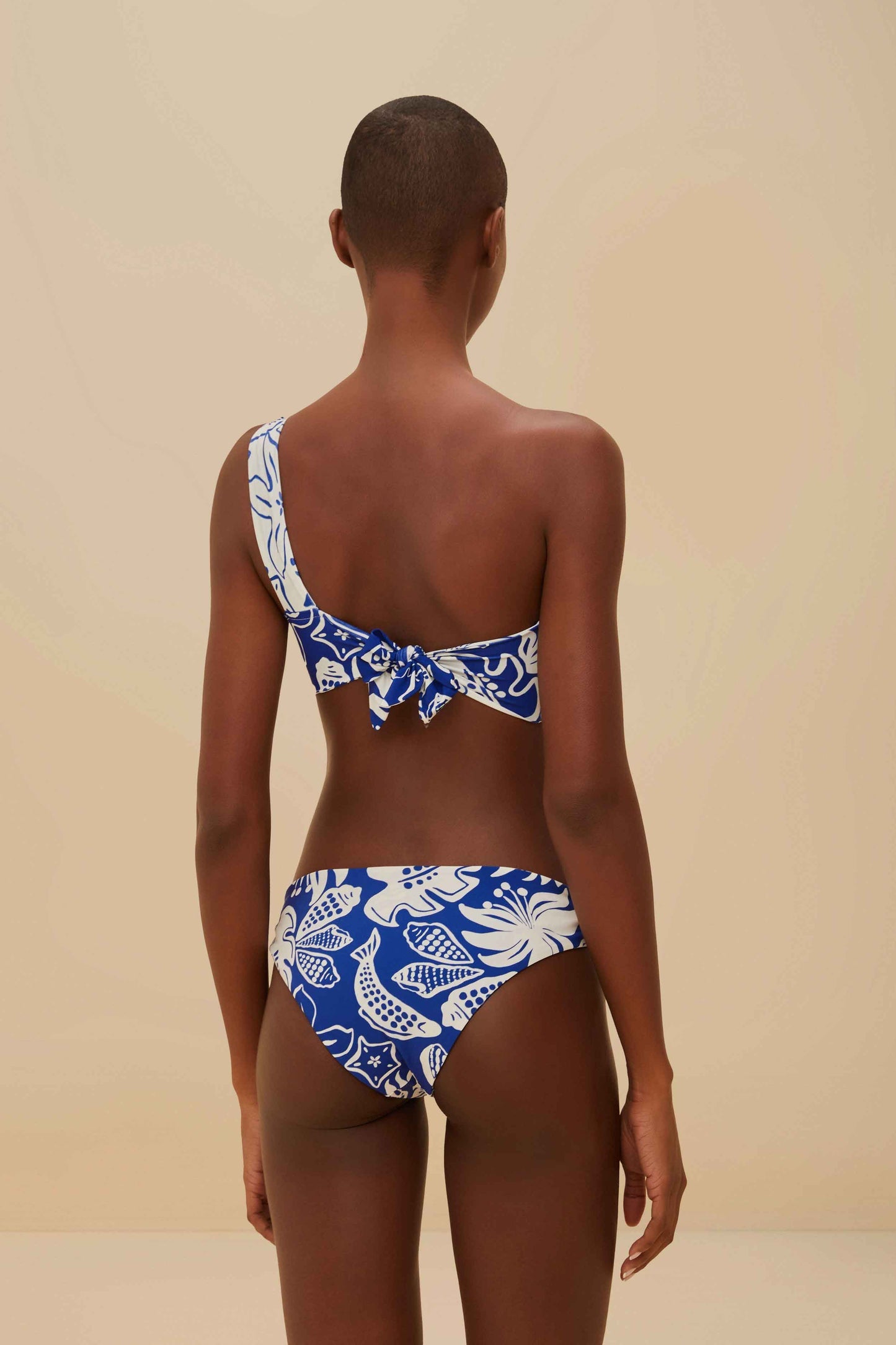 Off-White River Nature One-Shoulder Bikini Top | FARM Rio Women