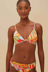 Multicolor Summer Picnic Knot Bikini Top | FARM Rio Women
