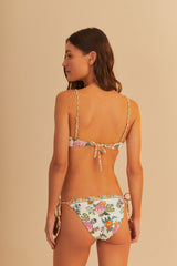 Off-White Sweet Bloom Side Tie Bikini Bottom | FARM Rio Women