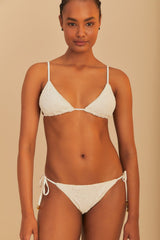 White Seashell Eyelet Full Tie Side Bikini Bottom | FARM Rio Women